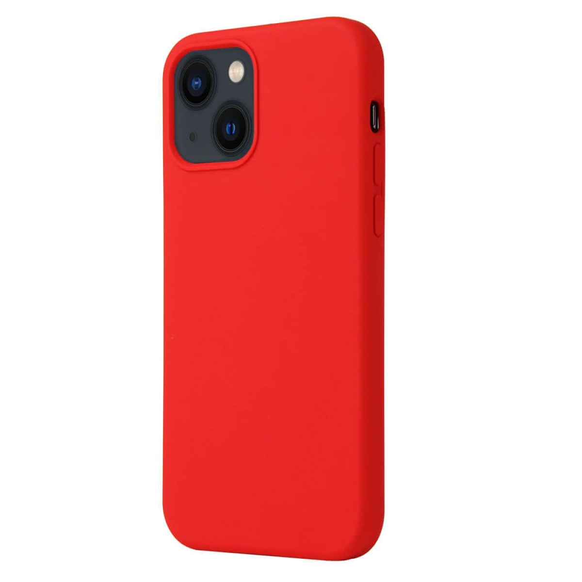 Rote Handyhülle. Die Hülle bedeckt das Telefon. Das Telefon hat zwei Kameras auf der Rückseite.