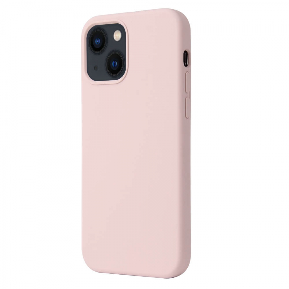 Eine rosa iPhone-Hülle mit schlankem Design. Die Rückseite hat zwei Kameralinsen, seitliche Knöpfe sind sichtbar.