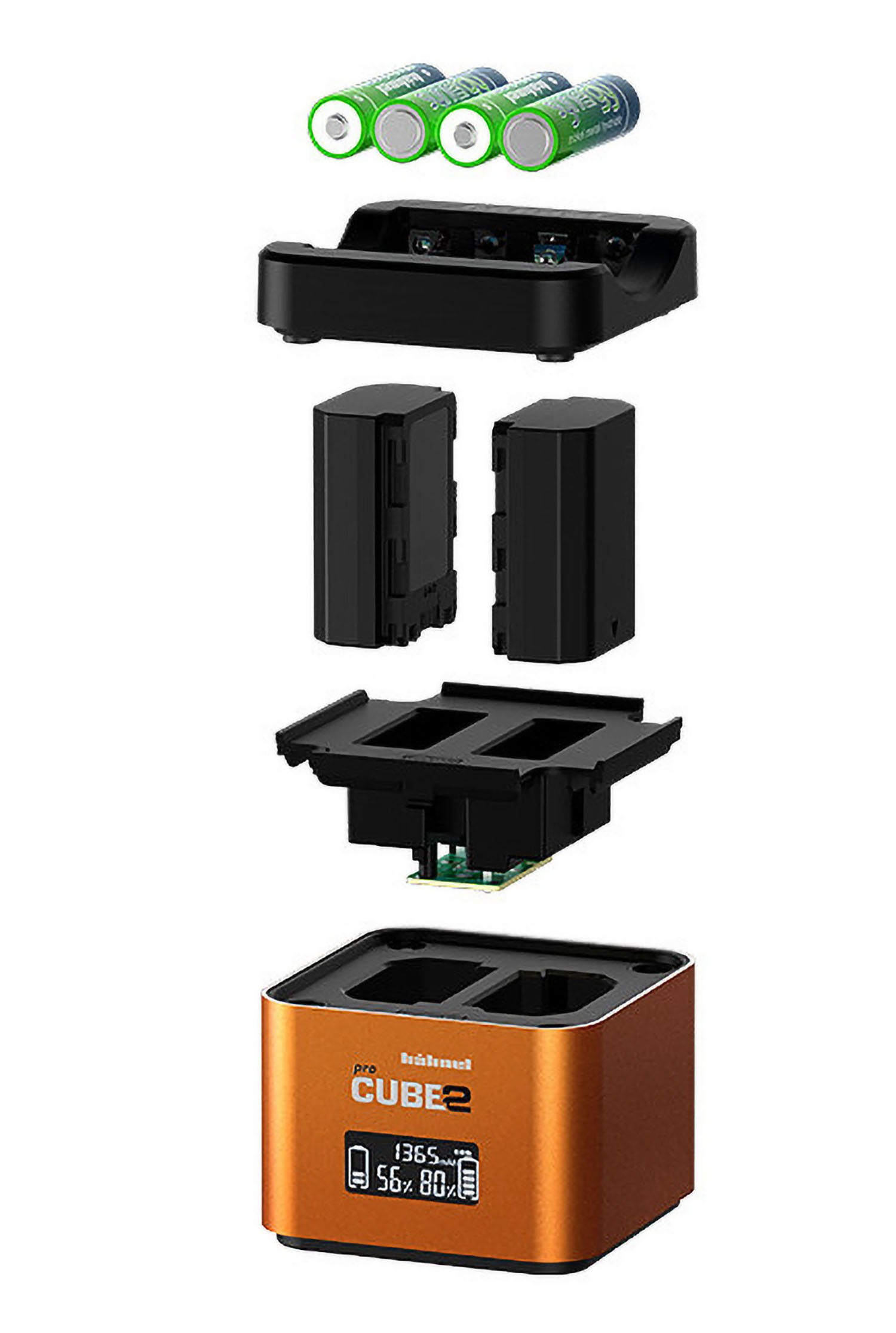 MOBILOTEC Hähnel Twin-Ladegerät ProCube 2 mit orange Sony Zubehör NP-BX1 kompatibel Hähnel