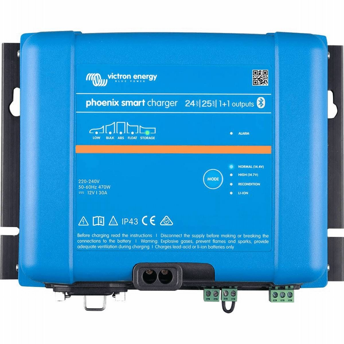 VICTRON ENERGY IP43 24/25 Phoenix Volt, (1+1 Ladegerät 24 Universal, blau Smart Ladegerät Ladeausgänge)