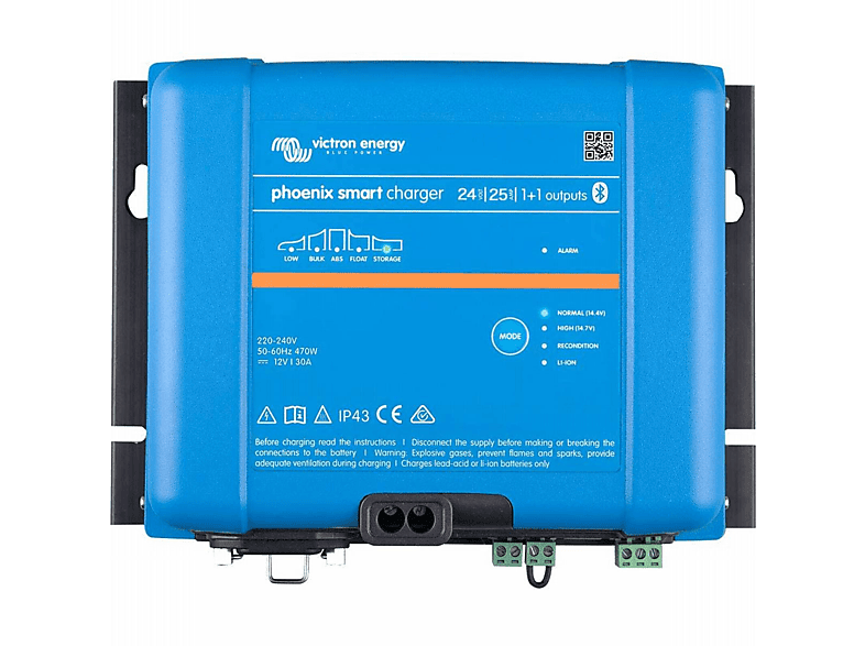 VICTRON ENERGY IP43 24/25 Phoenix Smart Ladegerät (1+1 Ladeausgänge) Ladegerät Universal, 24 Volt, blau