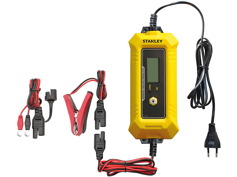 STANLEY Multifunktions-Ladegerät 6V & 12V 4A für Blei-Akkus IP65 Ladegerät Universal, 44536 Volt, Gelb