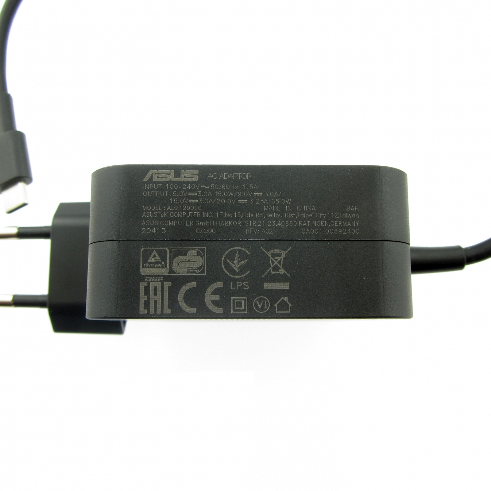 Original Netzteil ASUS Watt USB-C 65 EU Wallplug 0A001-00892400