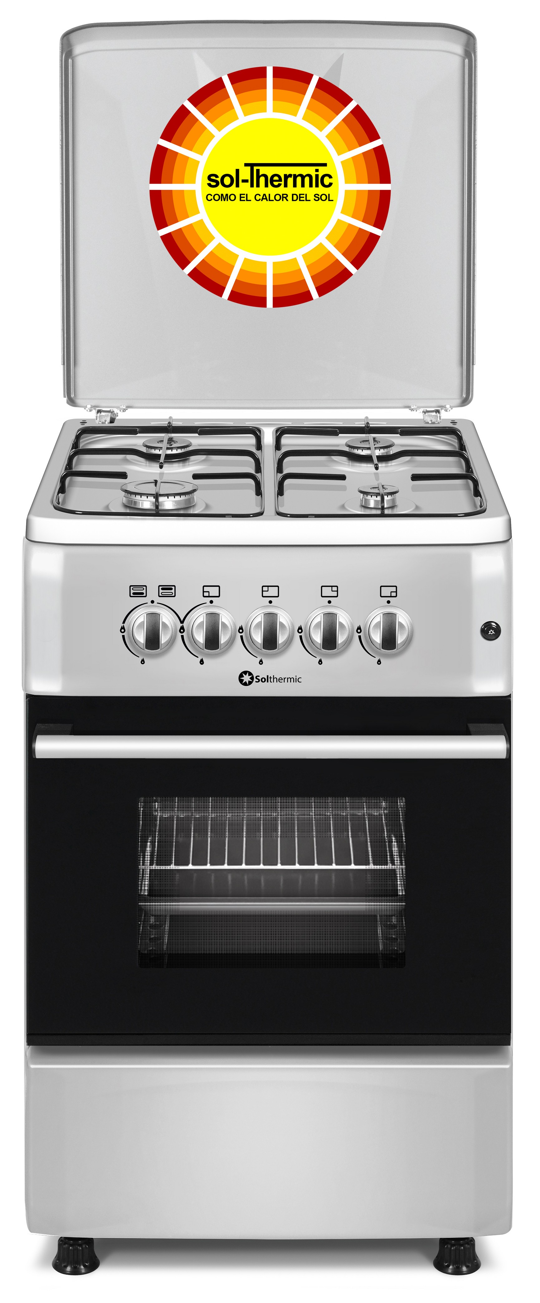 Cocina Gas F5S40G2I Acero Inoxidable, Fuegos Horno SOLTHERMIC, 40 l,  50 cm, Plata