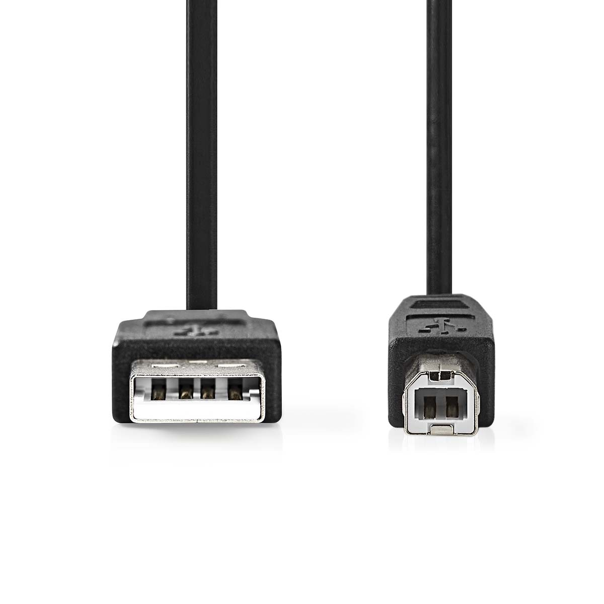 Due cavi USB neri. Uno con USB standard e l'altro con un connettore mini-USB.