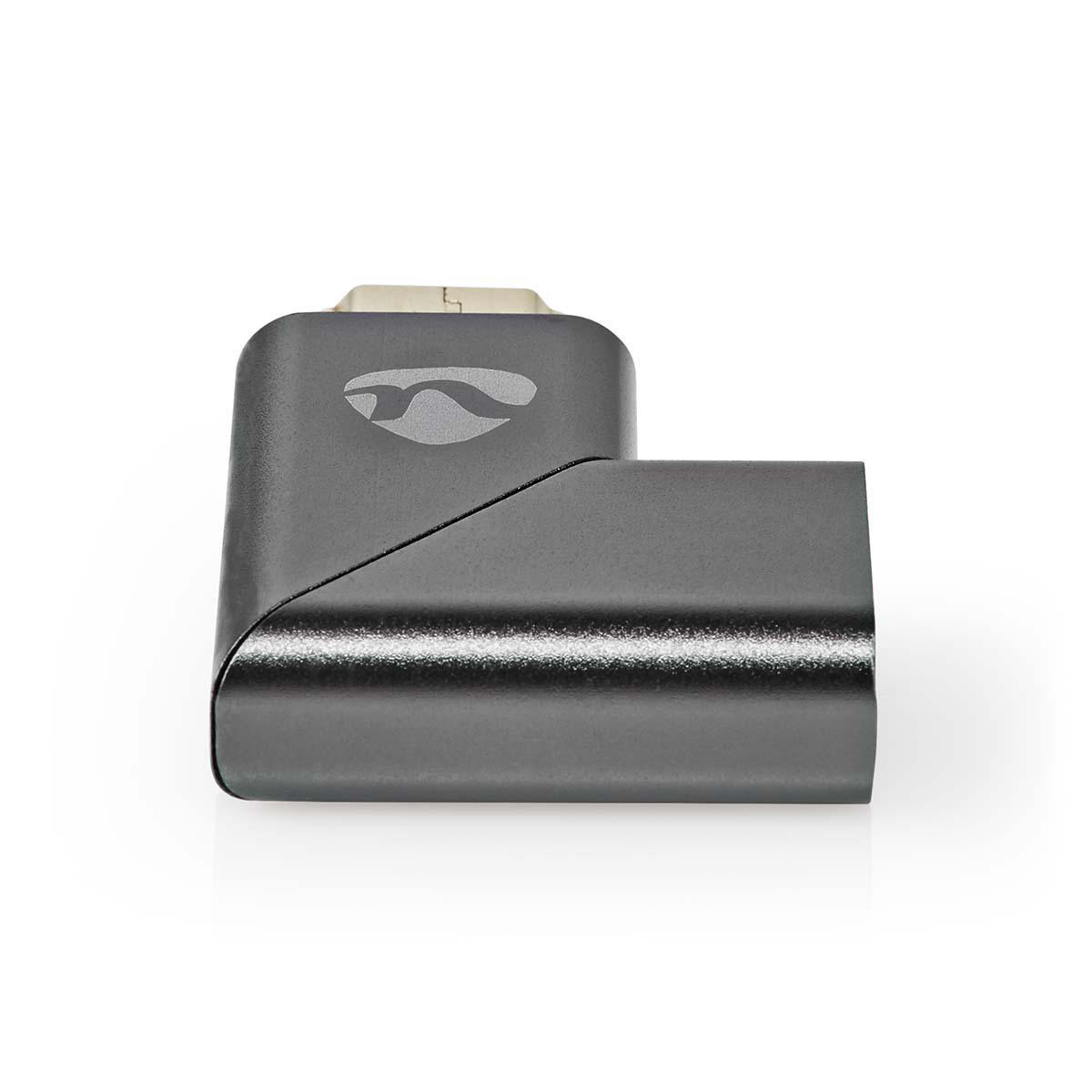 Schwarz-grauer HDMI-Adapter, abgewinkeltes Design, auf weißem Hintergrund.