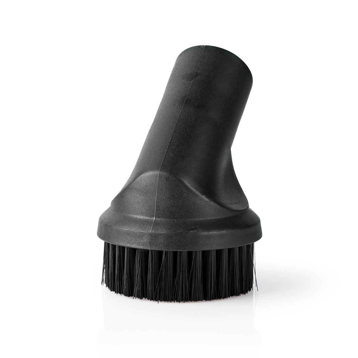Bocchetta a spazzola nera per aspirapolvere con collo angolato.