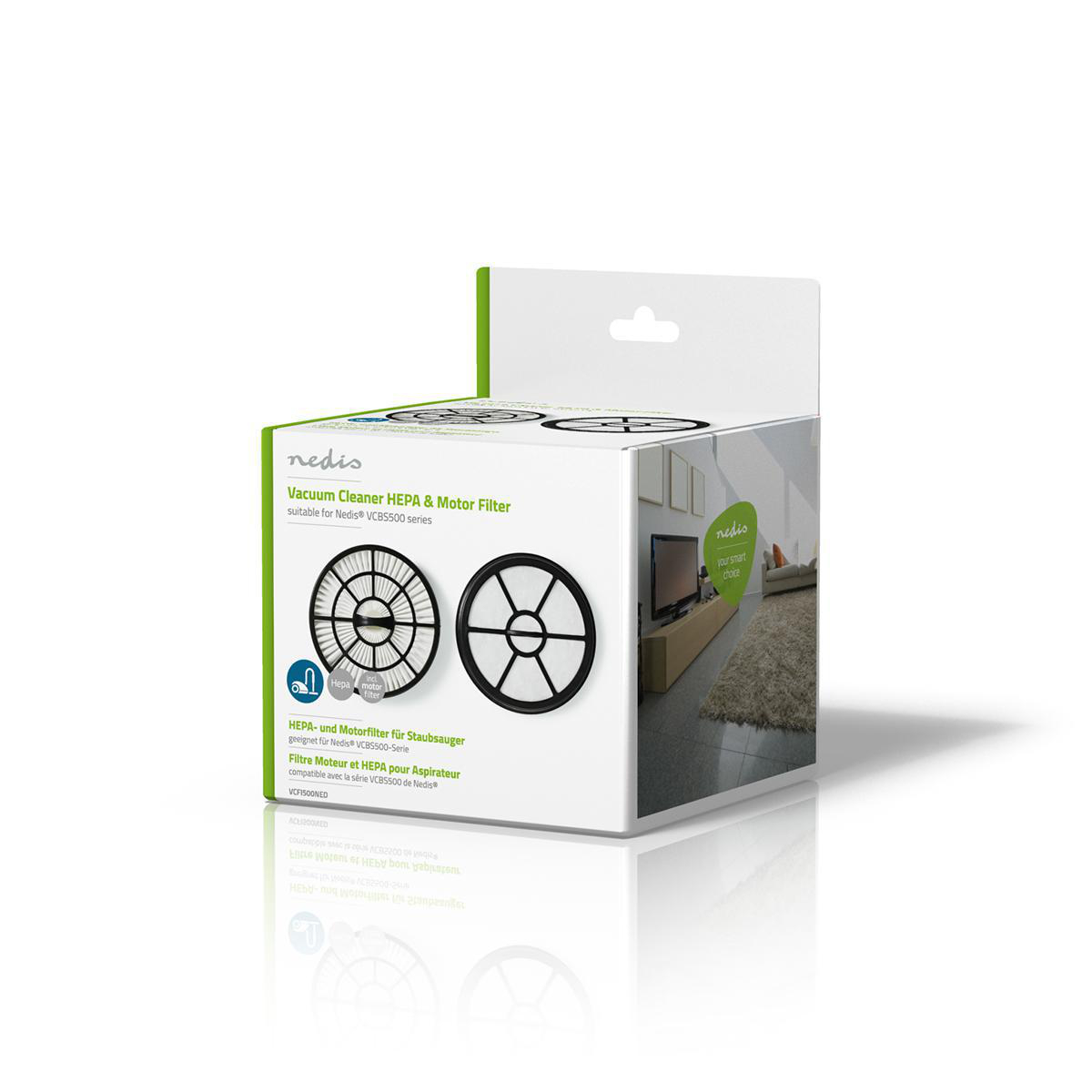 Vacuum cleaner filter box. The box has images of filters and product information.