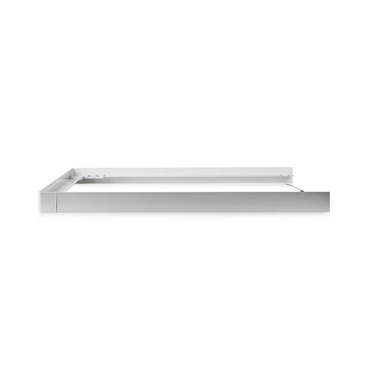 White metal frame on white background, angled, simple design.