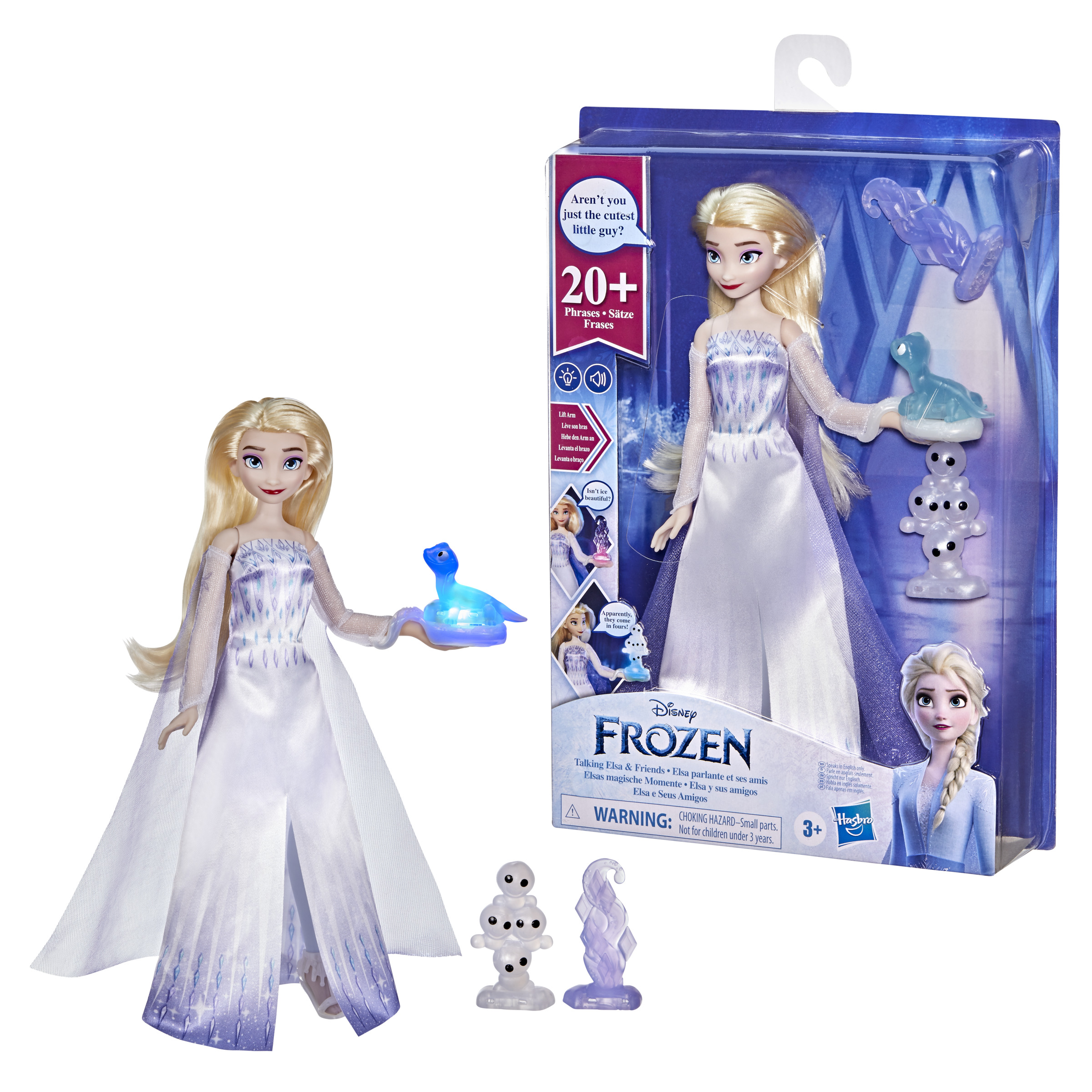 Bambola Frozen con accessori in scatola, bambola Elsa con giocattolo luminoso.