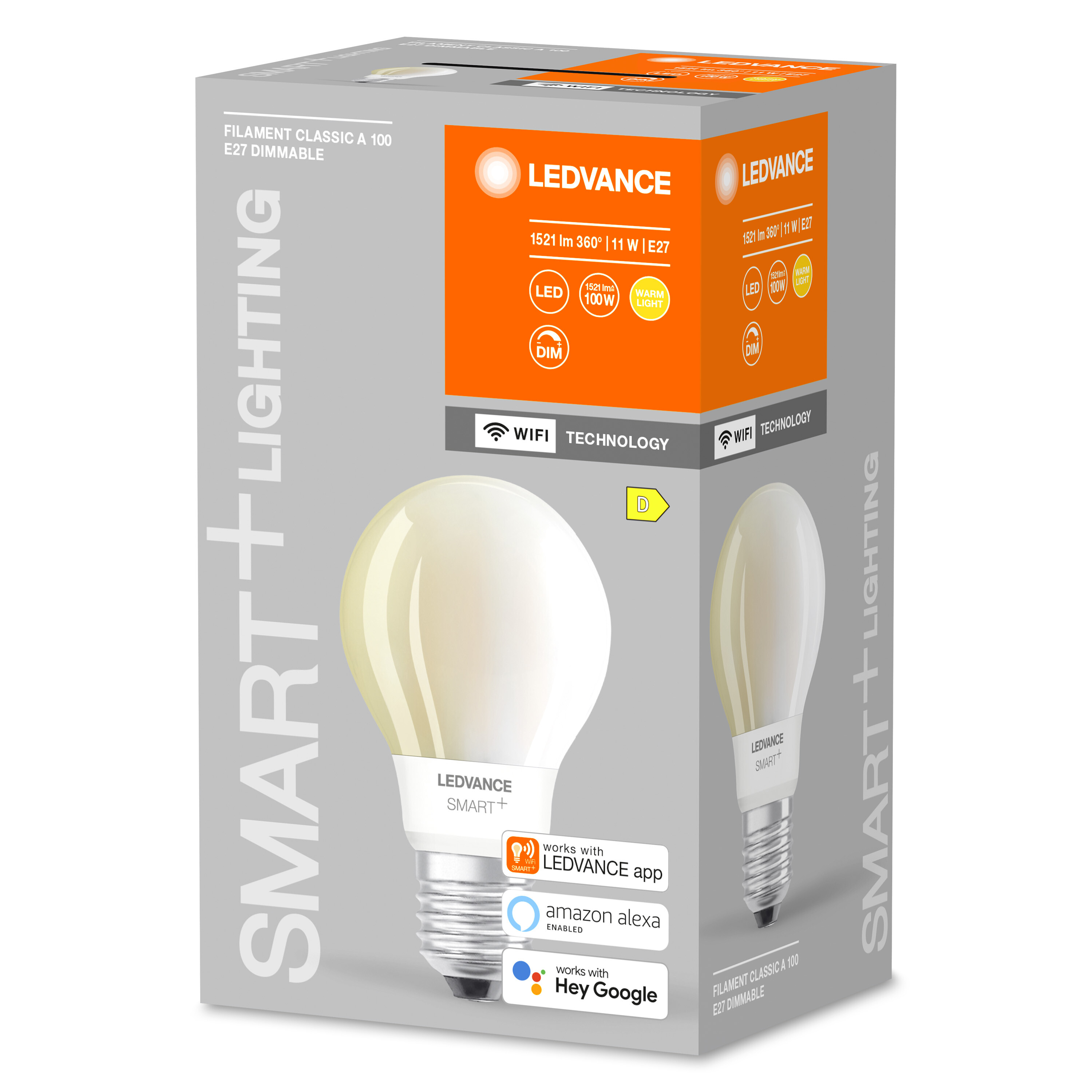 LEDVANCE SMART+ LED Lampe Filament Warmweiß Lumen 1521 Classic Dimmable