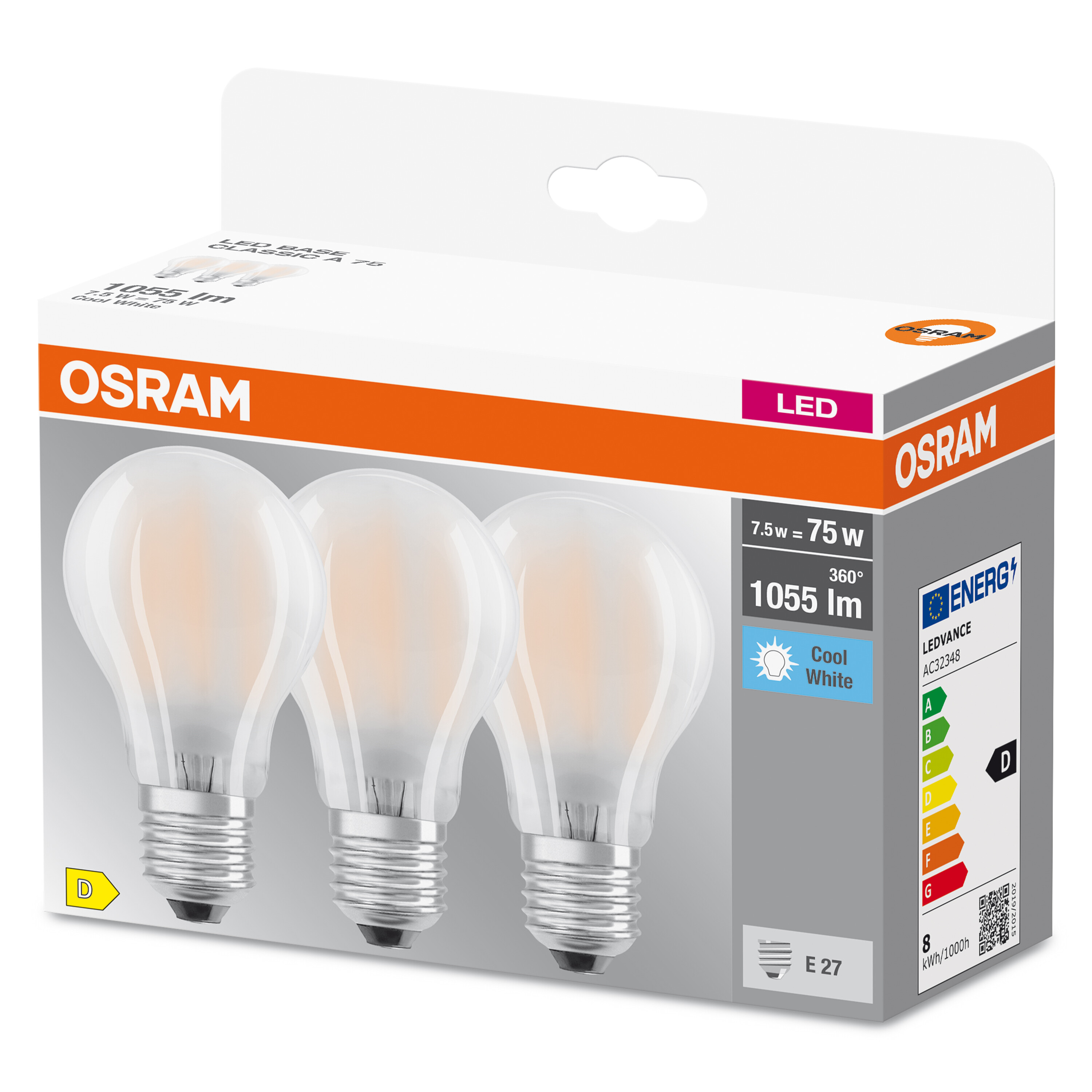 LED lumen A BASE OSRAM  LED CLASSIC Lampe Kaltweiß 1055