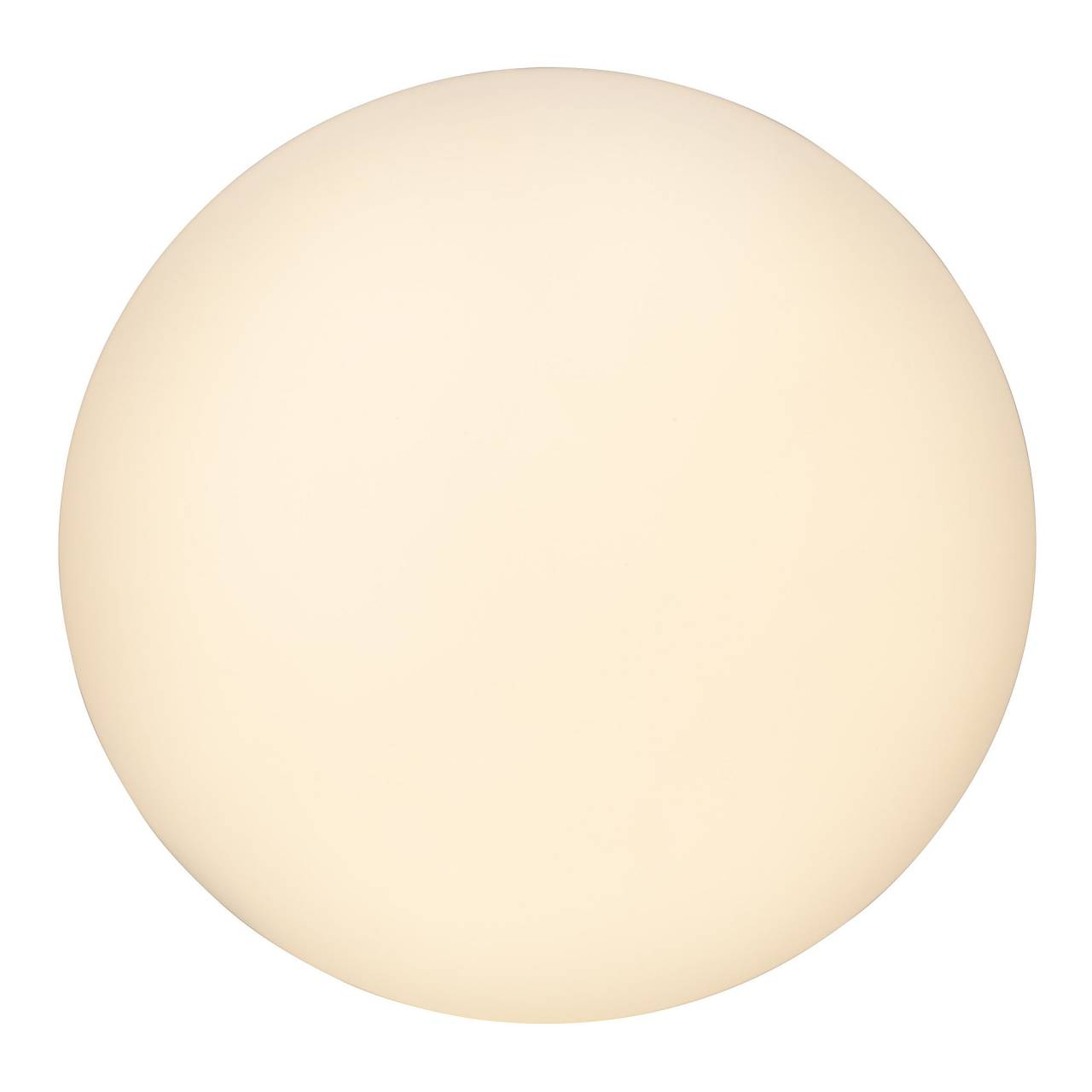 Jasne, okrągłe światło, świecące równomiernym, białawym oświetleniem. Światło na białym tle.