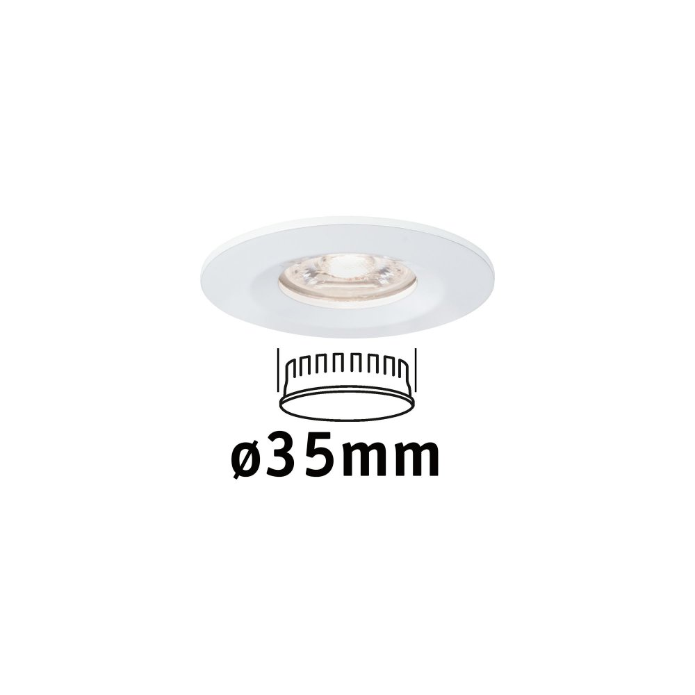 Apparecchio di illuminazione a incasso rotondo bianco, diagramma con diametro.
