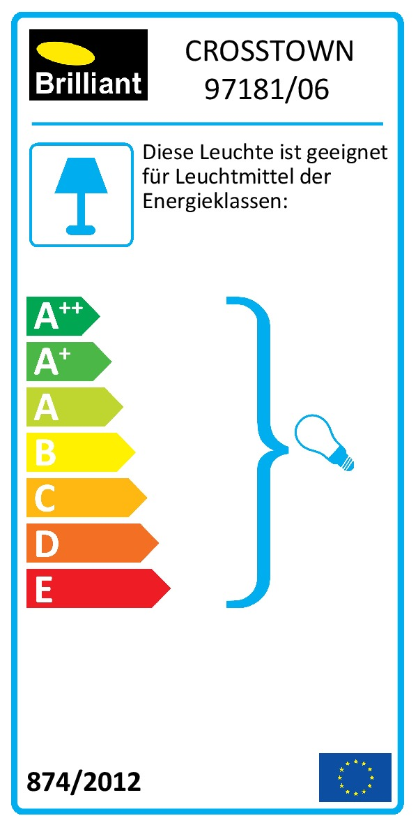 Energieeffizienzlabel für eine Lampe mit den Klassen A++ bis E.