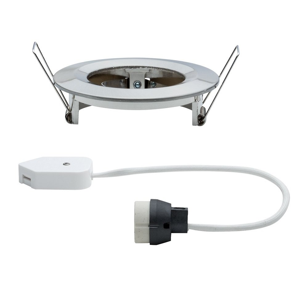 Urządzenie elektryczne z białym kablem i dwoma metalowymi zaciskami.