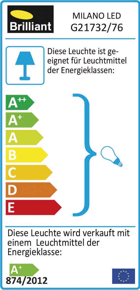 Energielabel für MILANO LED Leuchte G21732/76, Energieeffizienz A++ bis E.
