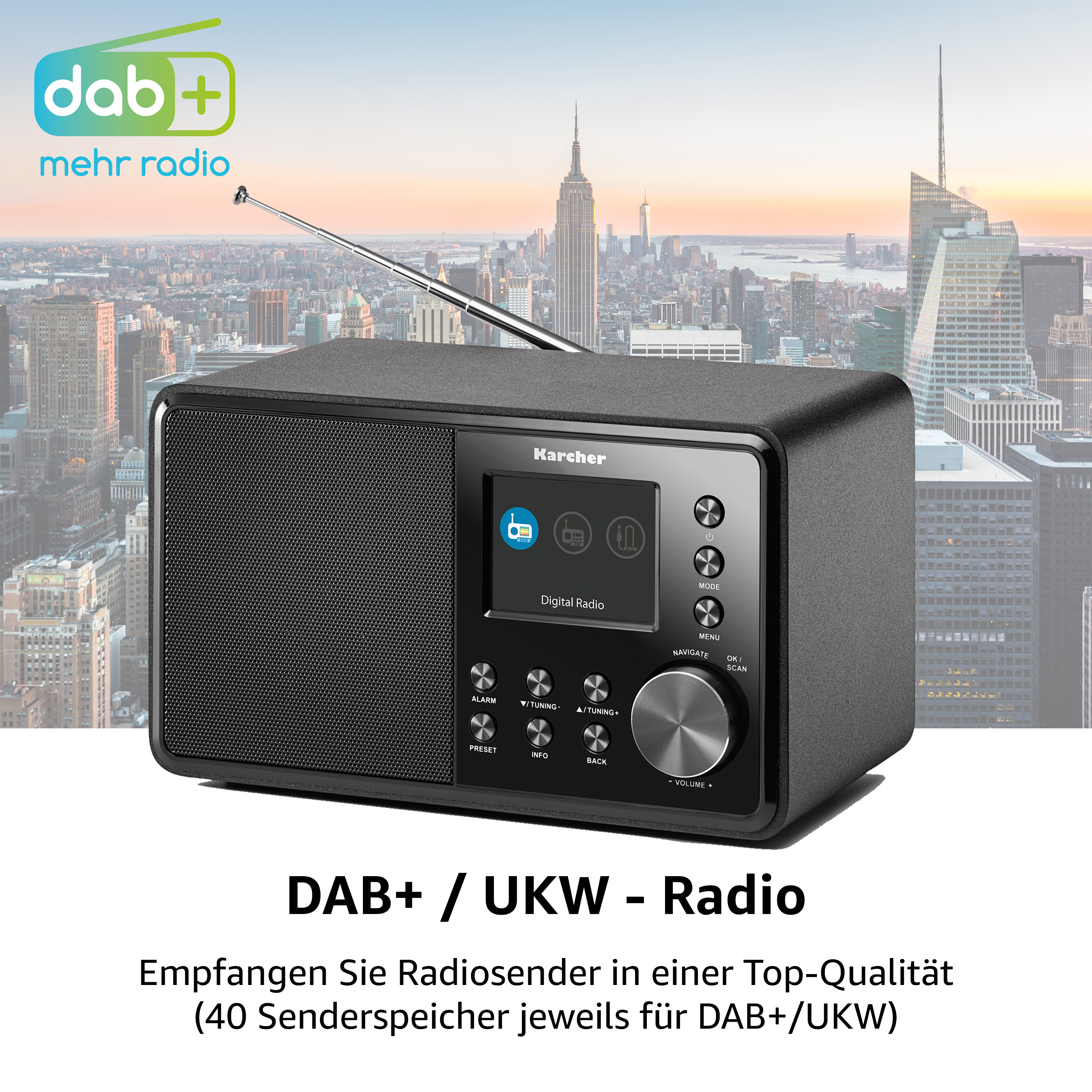 FM, 3000 DAB DAB+, Radio, Schwarz DAB+, KARCHER DAB+