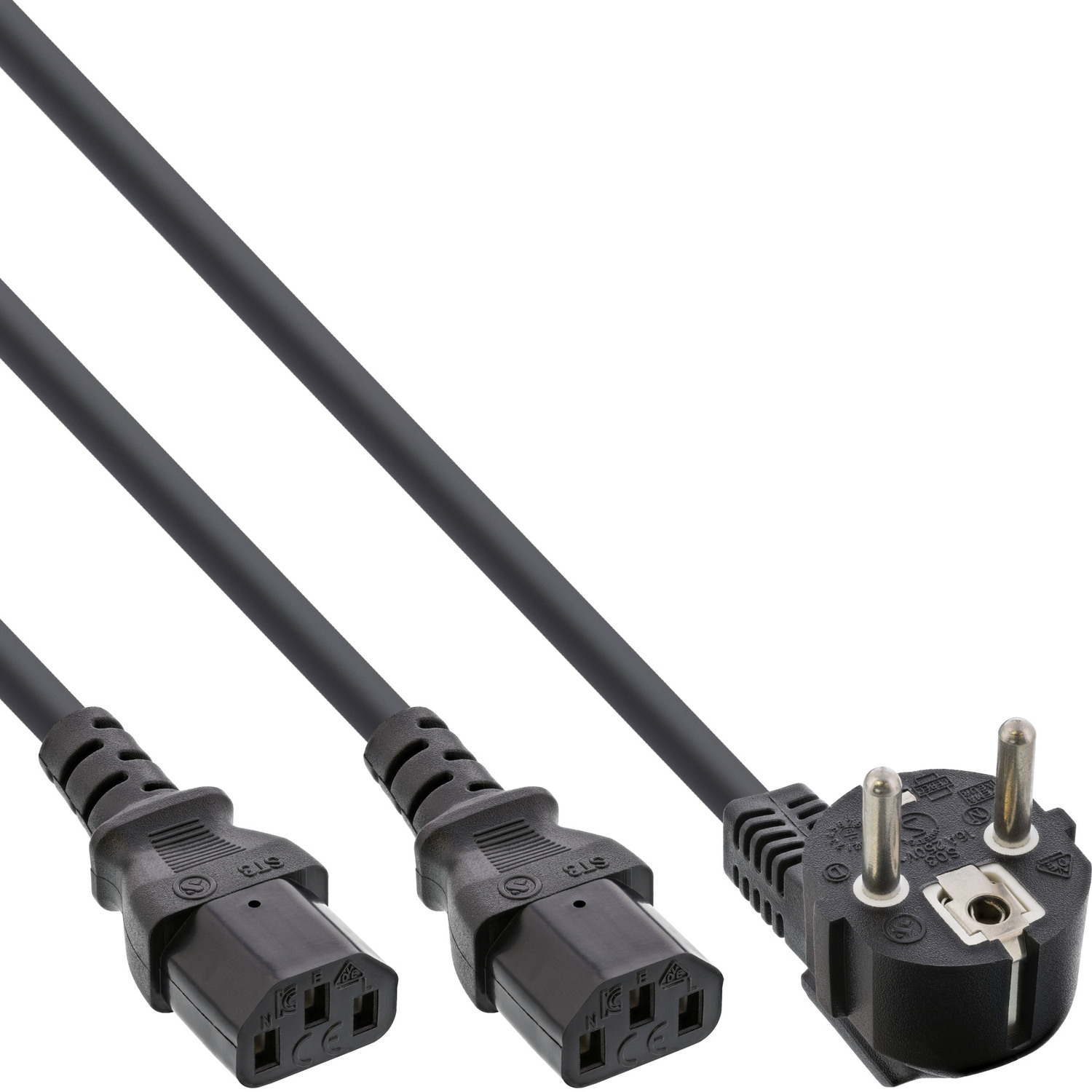 1x extern 2x Stromkabel extern Schutzkontaktstecker Kabel Netz-Y-Kabel, zu 1,8m INLINE InLine®