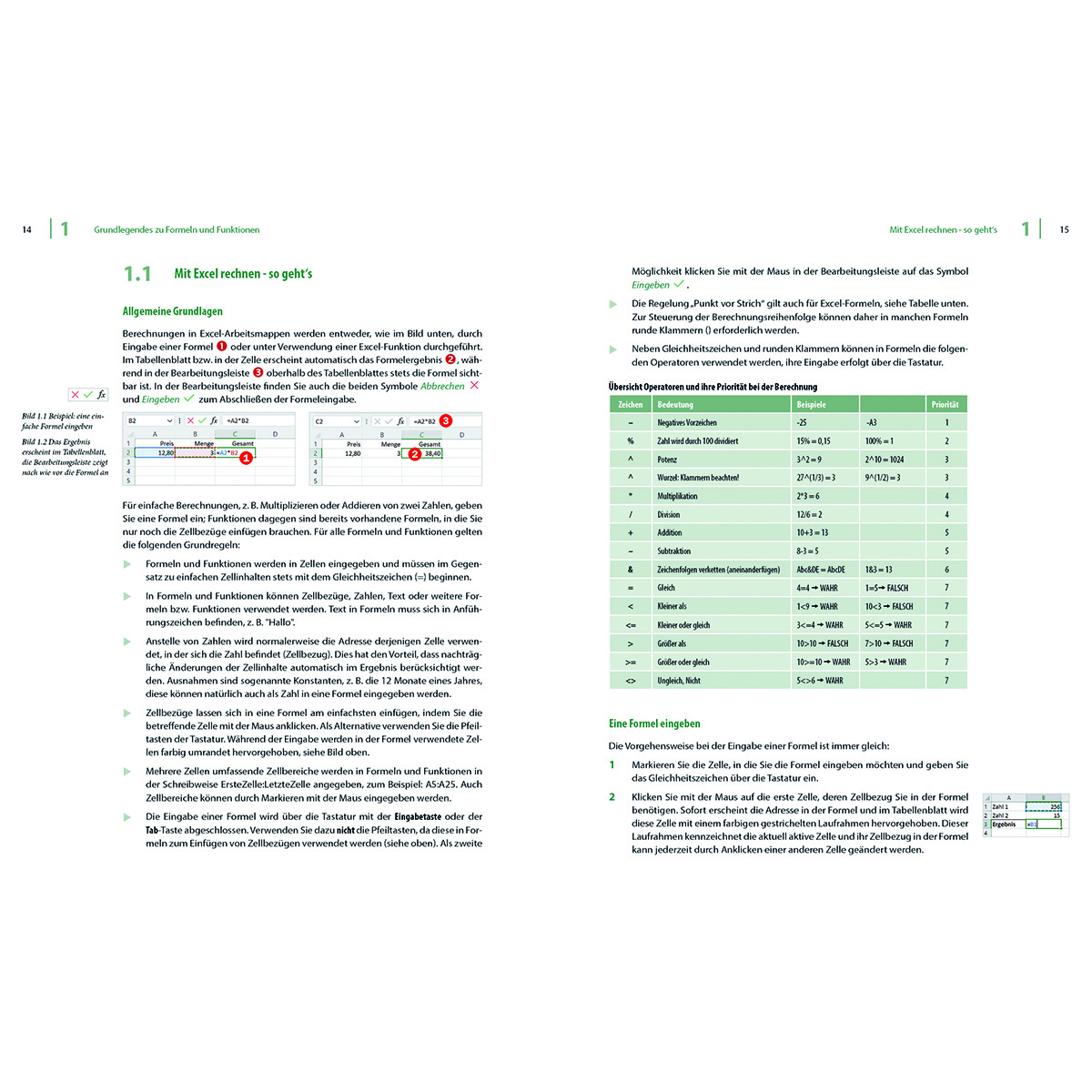 Ein Dokument mit Text und Datentabellen im Kontext von Excel-Formeln und -Funktionen.