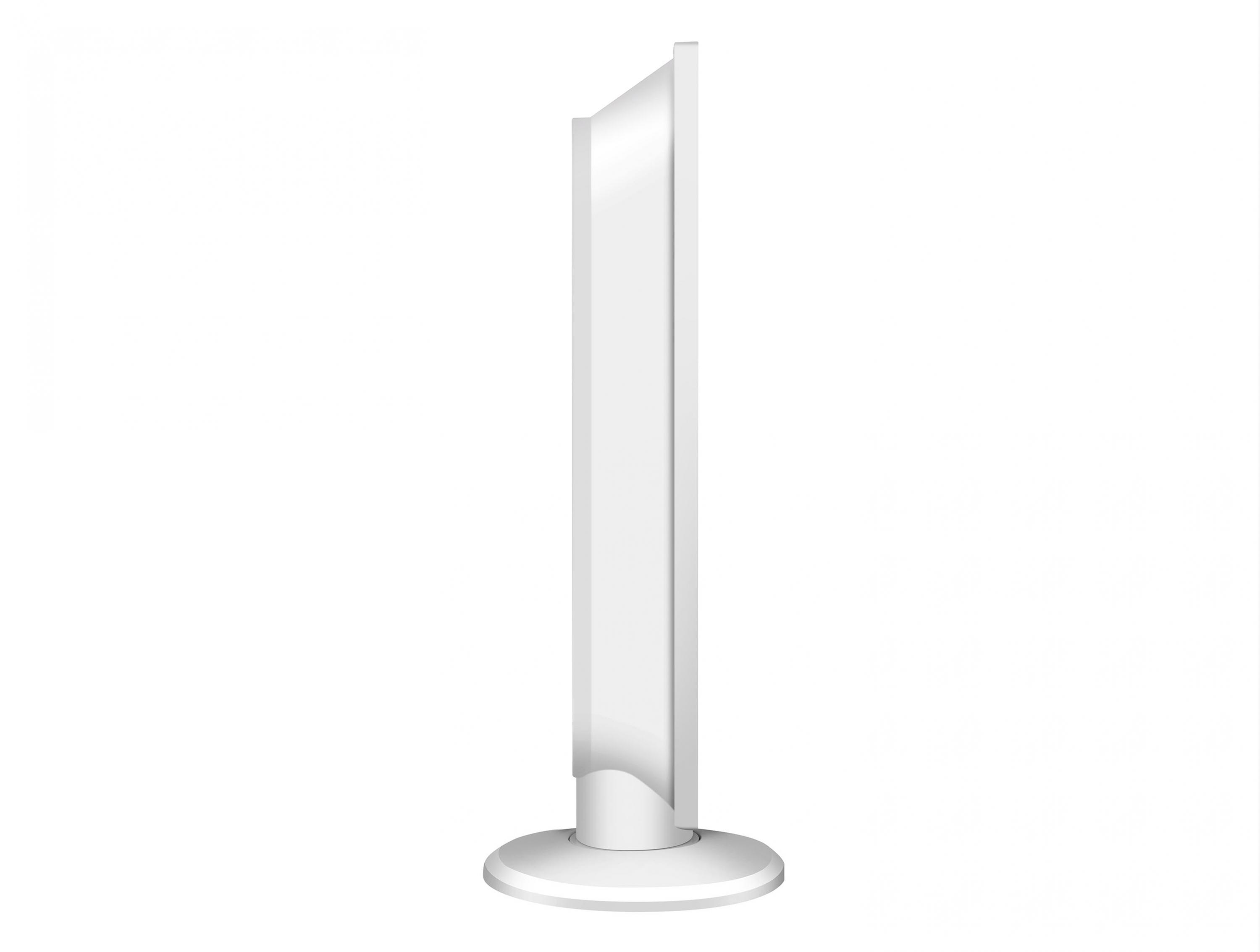 Weißes, rechteckiges LED-Licht, Seitenansicht, auf weißem Hintergrund.