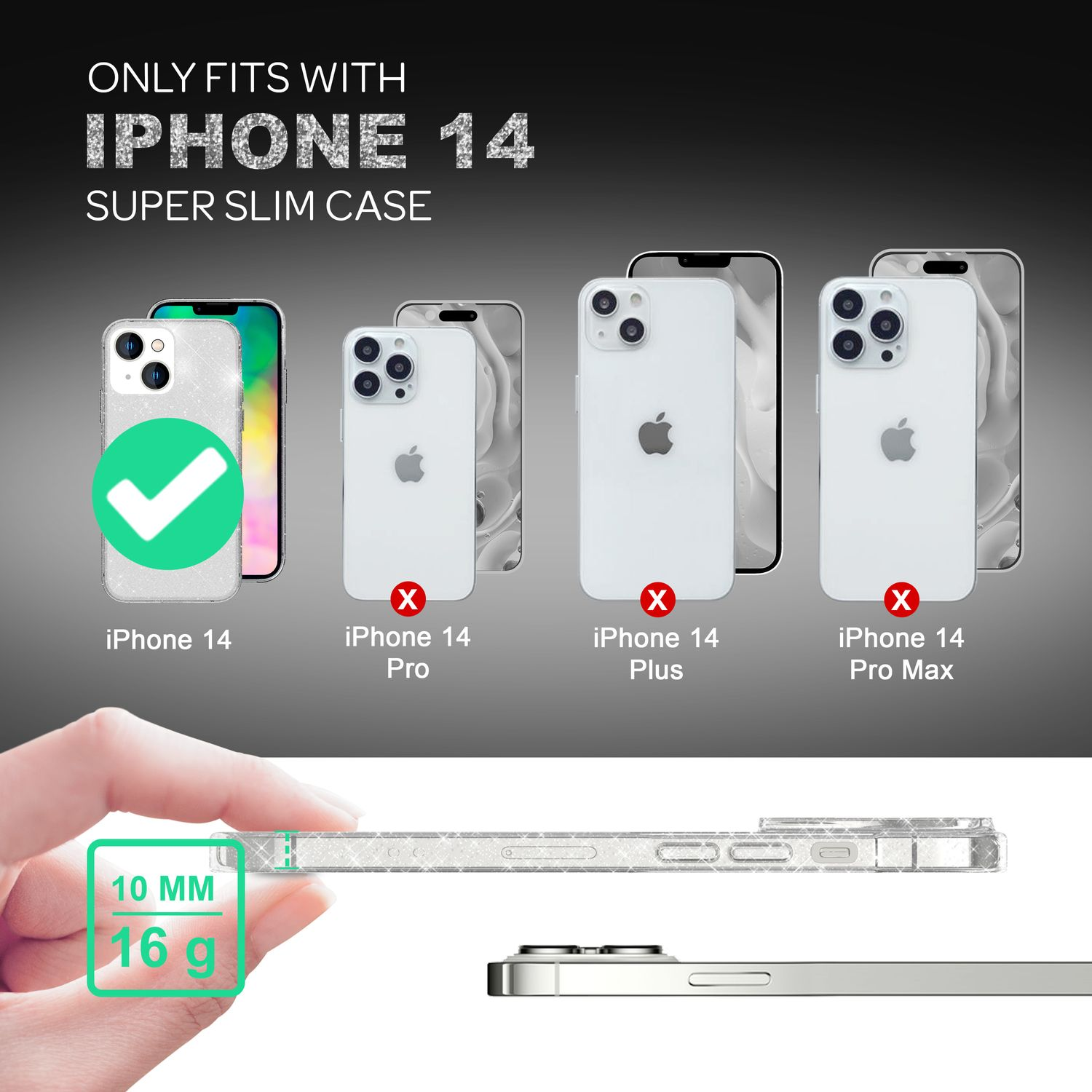 Una imagen que muestra diferentes modelos de teléfono y una funda, con una marca de verificación verde que indica compatibilidad.