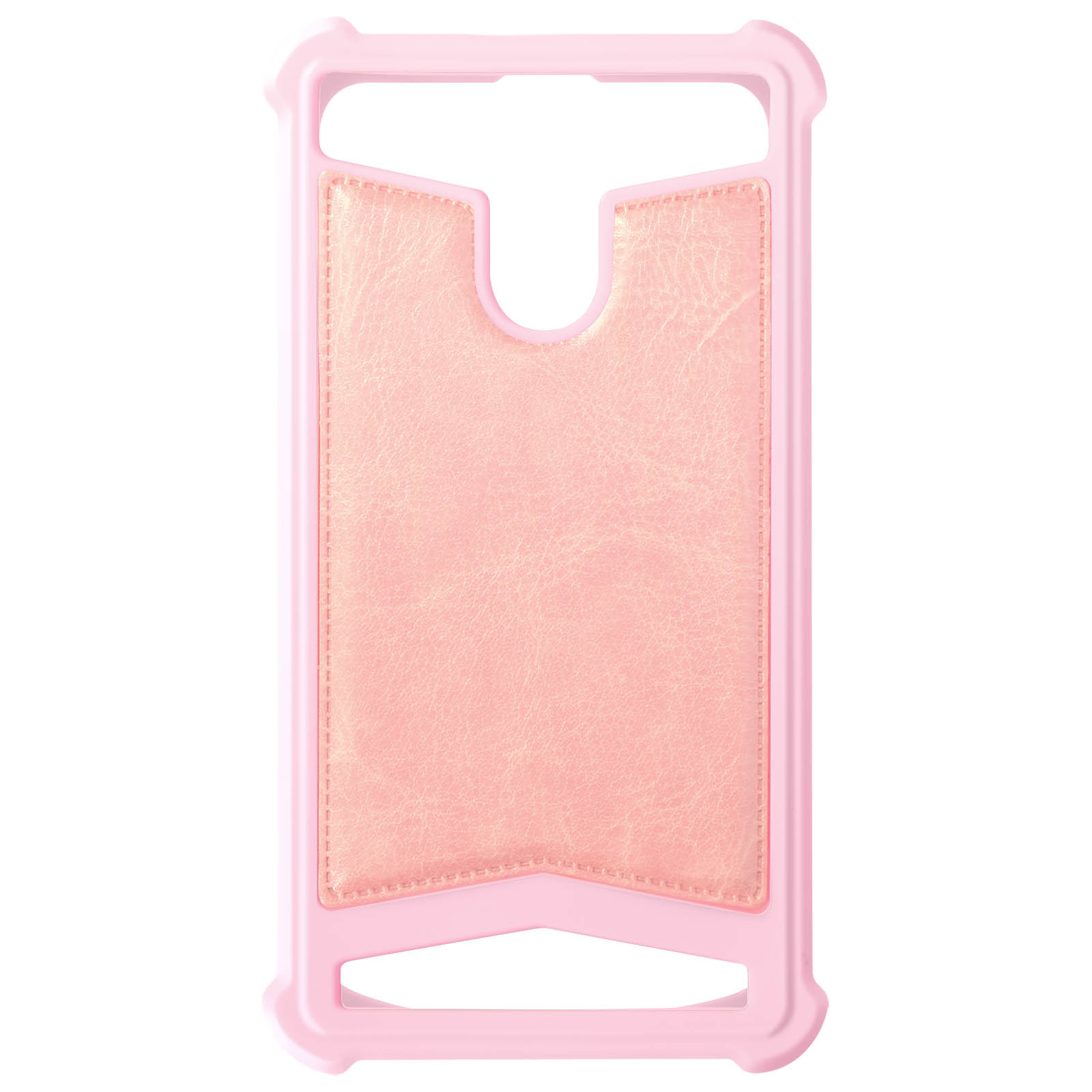 Una custodia per telefono rosa con un inserto simile alla pelle.
