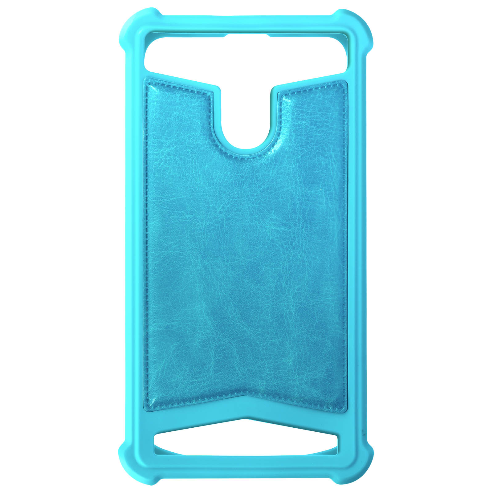 Custodia per telefono blu con porta carte e cornice protettiva blu.