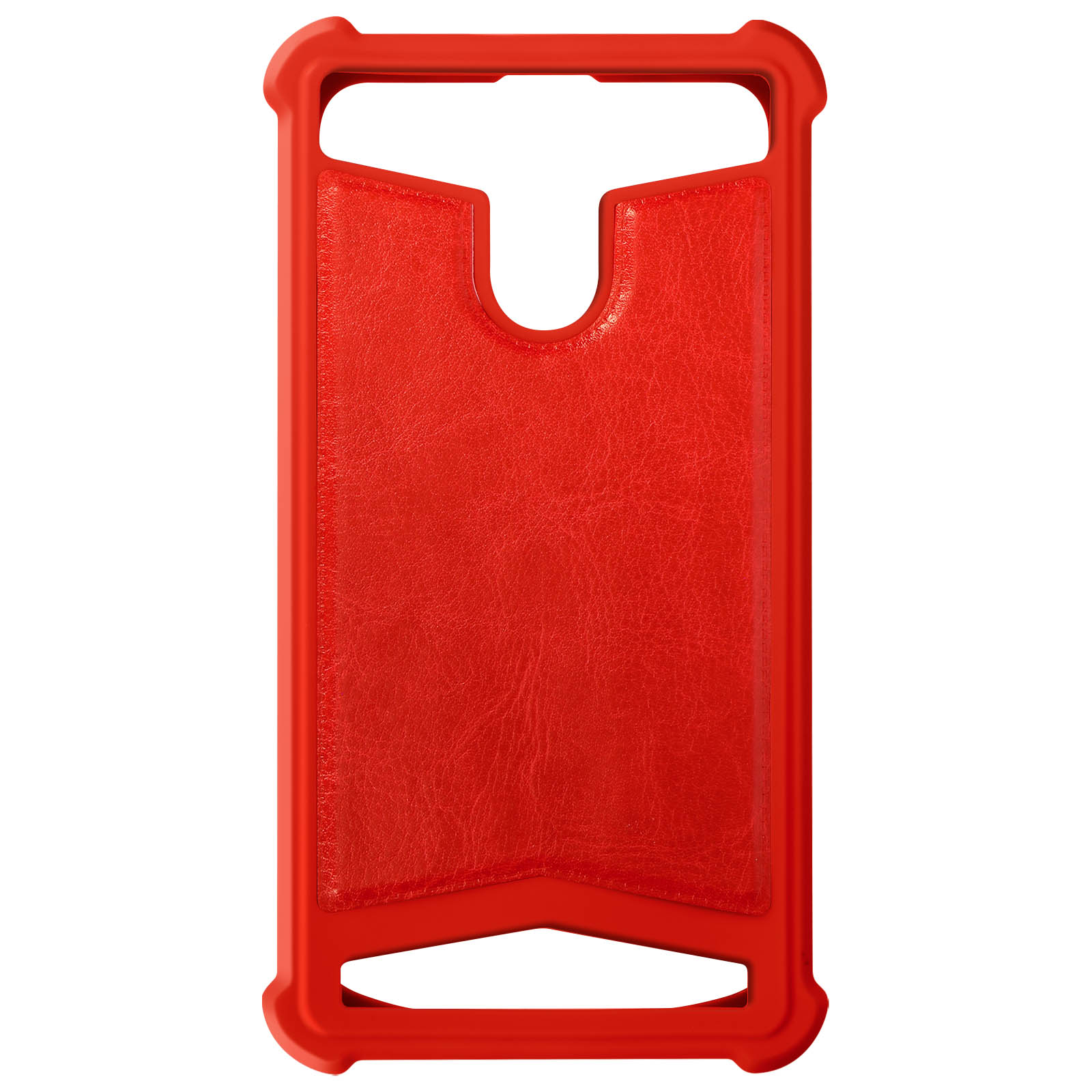Una custodia per telefono rossa con texture simile alla pelle e fessura per carte.