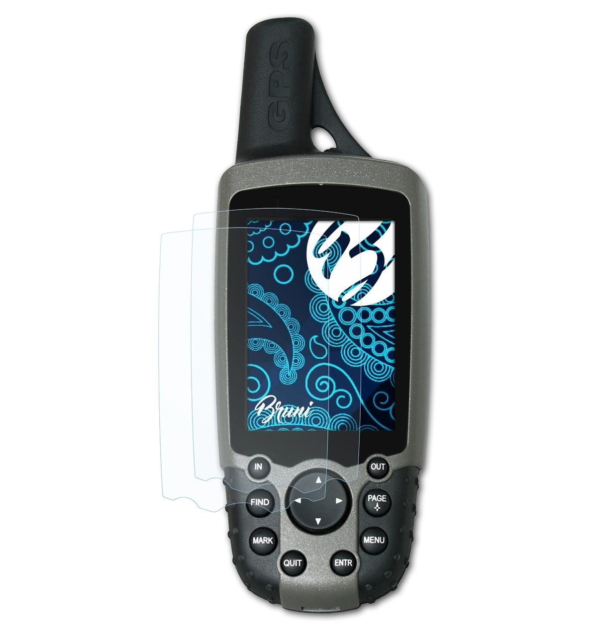 BRUNI 2x Basics-Clear Garmin 60C) GPSMap Schutzfolie(für