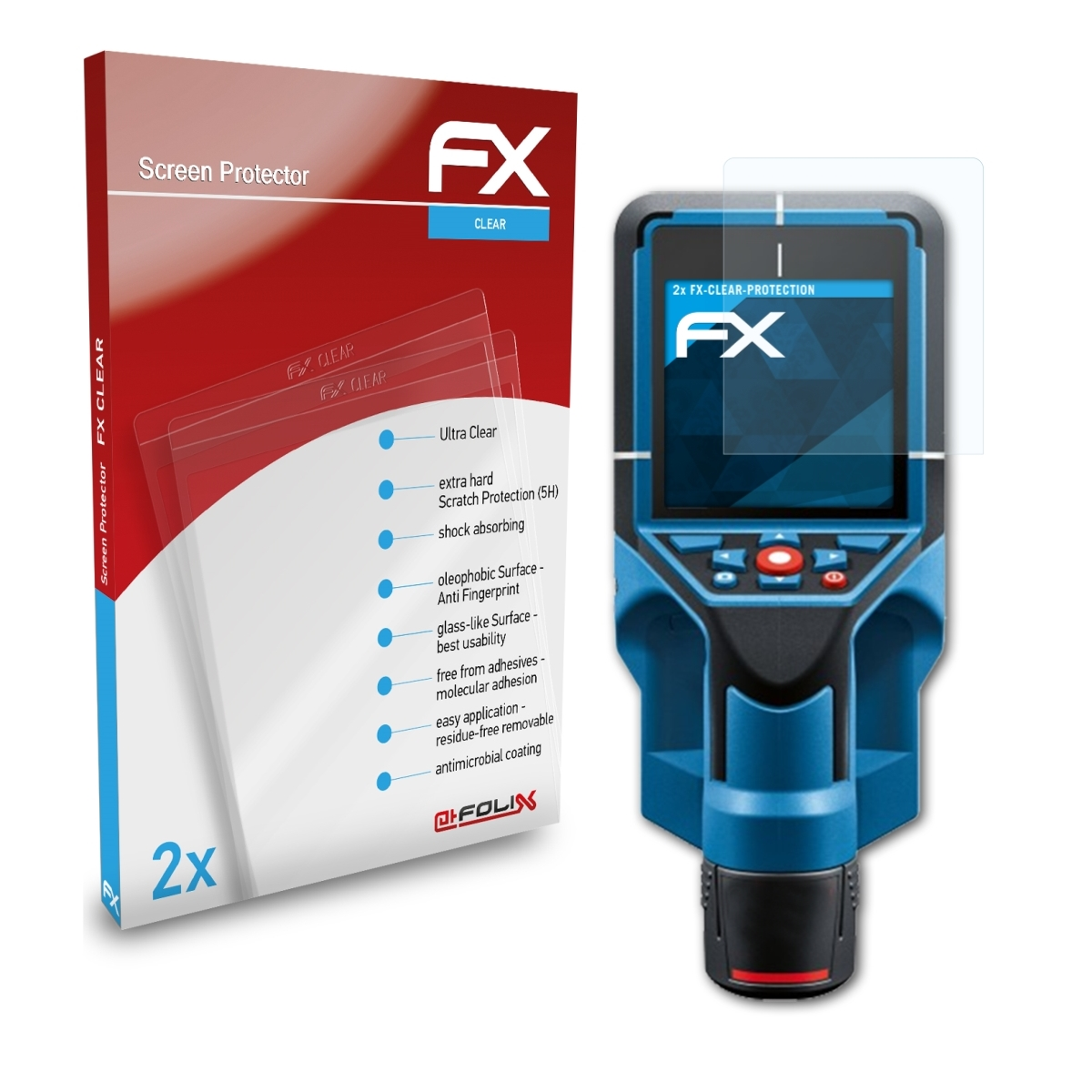 ATFOLIX 2x FX-Clear Displayschutz(für D-tect 200 Bosch C)