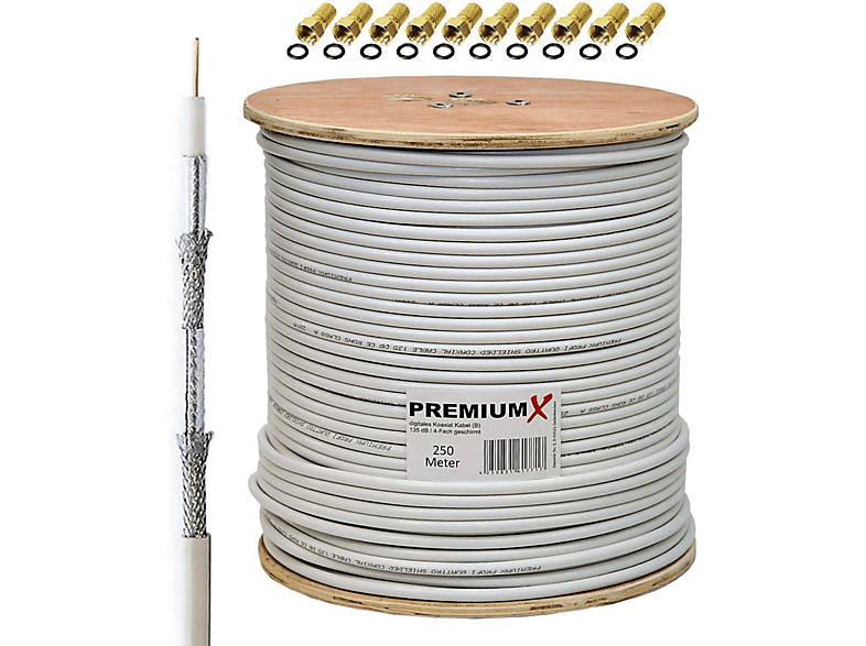 Lokmann 135dB 100m Stahl Kupfer 7mm SAT Koaxial Antennenkabel 5-fach