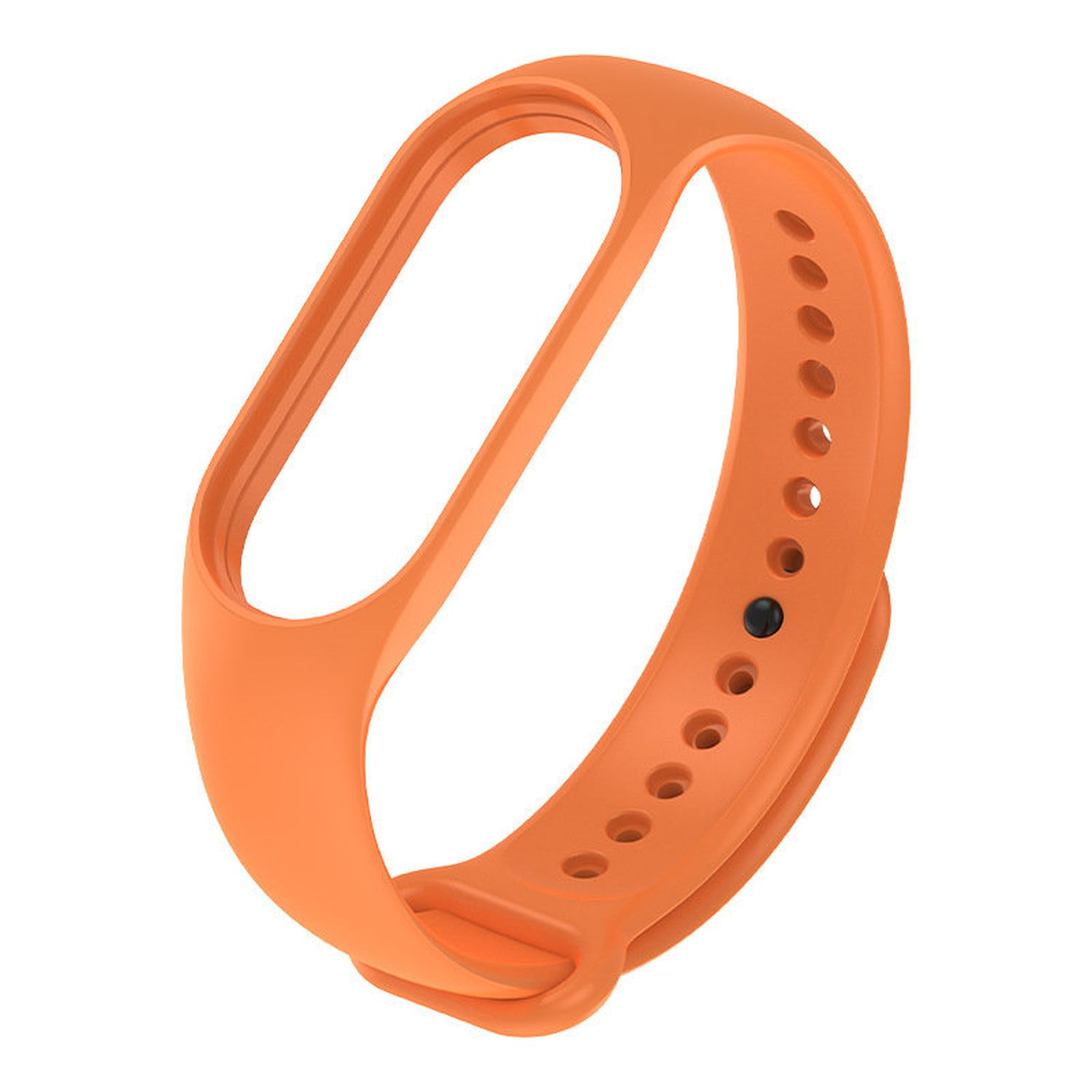 Orangenes Armband mit abgerundeter ovaler Form und mehreren Löchern zur Anpassung.