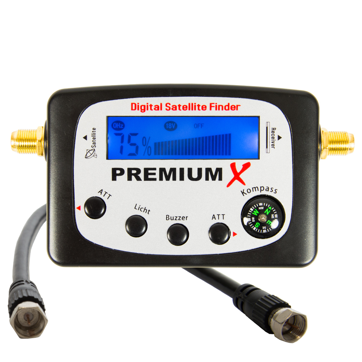 PREMIUMX PXF-22 Sat-Finder Kompass Tonsignal LCD Satelliten-Finder Display Satellitenfinder