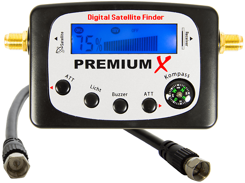 PREMIUMX PXF-22 Sat-Finder Kompass Tonsignal LCD Satelliten-Finder Display Satellitenfinder