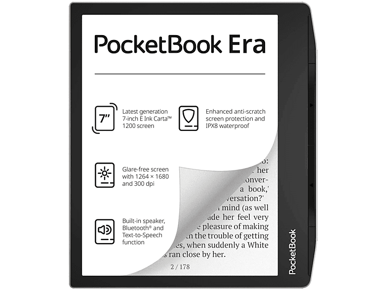Ebook POCKETBOOK PB700U16WW Era, 7 ", 16 GB, 1264 × 1680px, E Ink Carta™ 1200, Negro