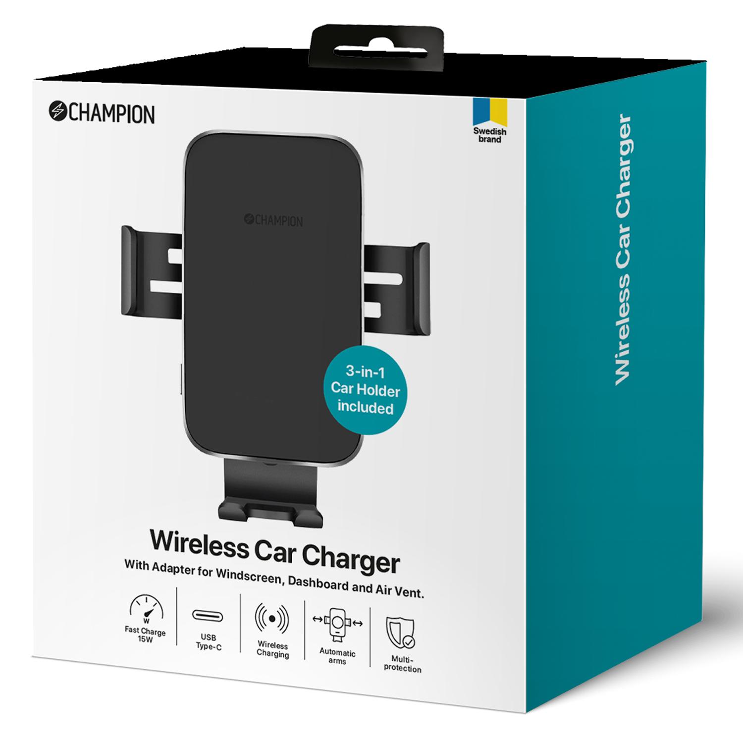 universal, Auto charger Schwarze CHAMPION Handyhalterung QI car