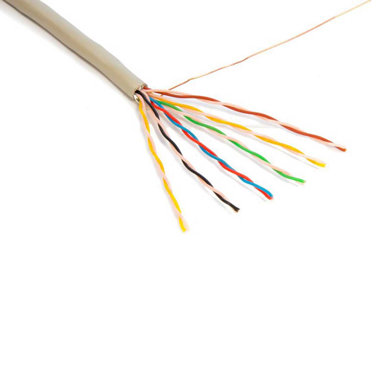 Telefoonkabel 4 x 2 x 0,6 mm J-Y(ST) Y 50 m rond voor inbouwmontage, installatiekabel 8-aderig