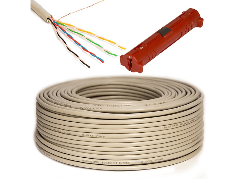 PREMIUMX 100m Telefonkabel 4x2x0,6mm 8 Adern Telefonleitung