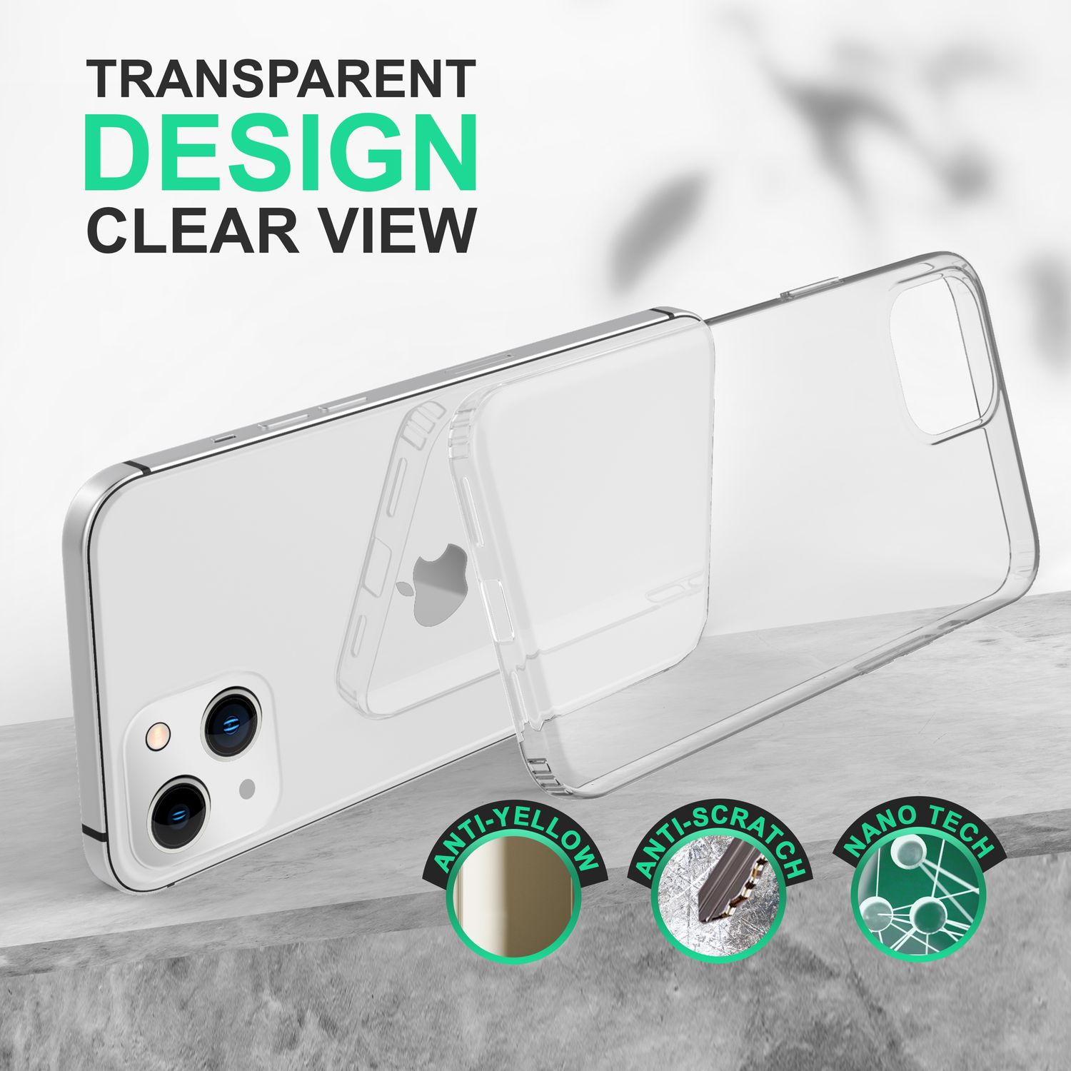 NALIA Klare Transparente Hybrid Backcover, 14, Transparent iPhone Hülle, Apple