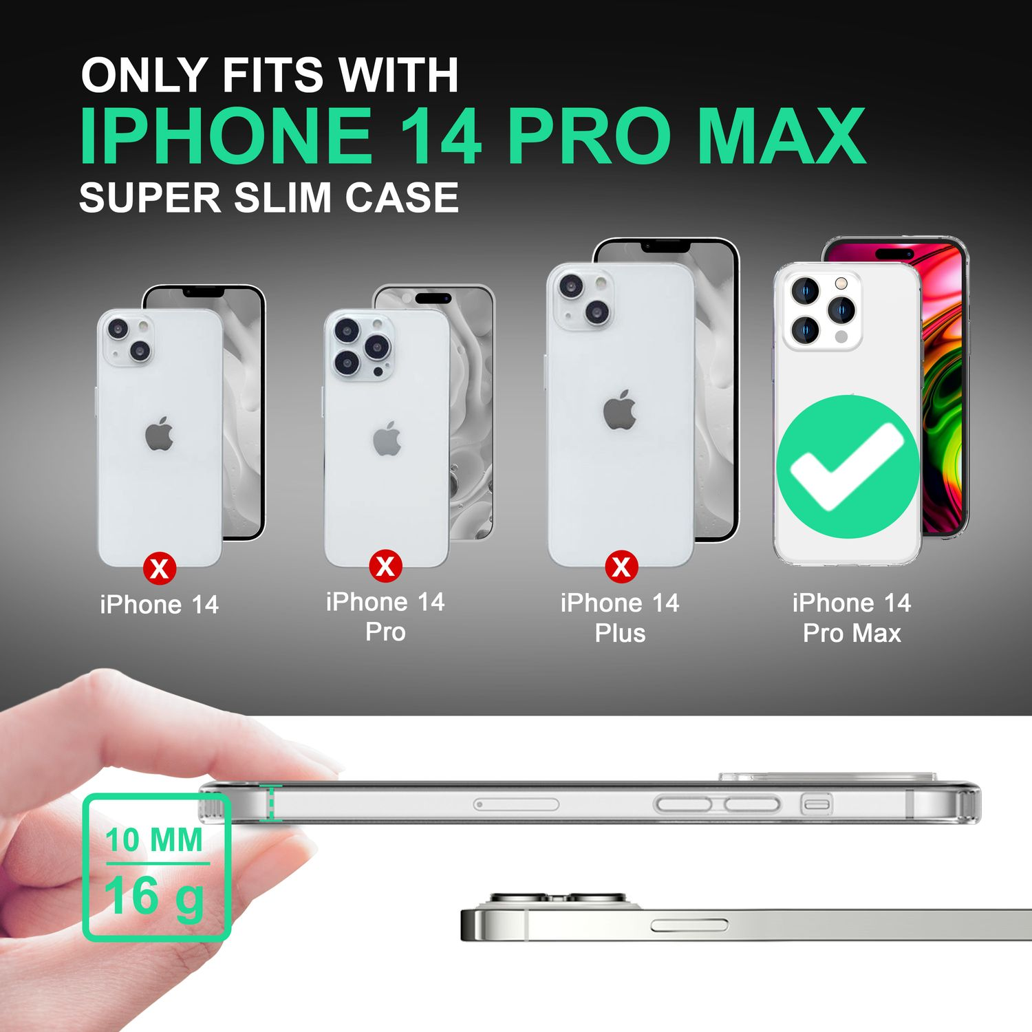 Das Bild zeigt iPhone 14 Pro Max und Hüllen. Die Hülle passt nur für iPhone 14 Pro Max.