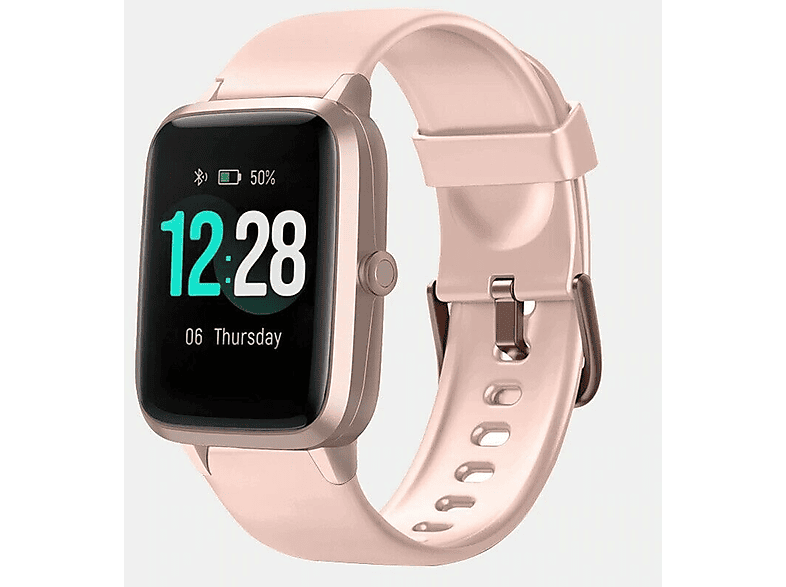 BRIGHTAKE FitnessPro ID205L Smartwatch – Präzise Fitnessverfolgung für Ihr aktives Leben! Smartwatch Silikon, rosa