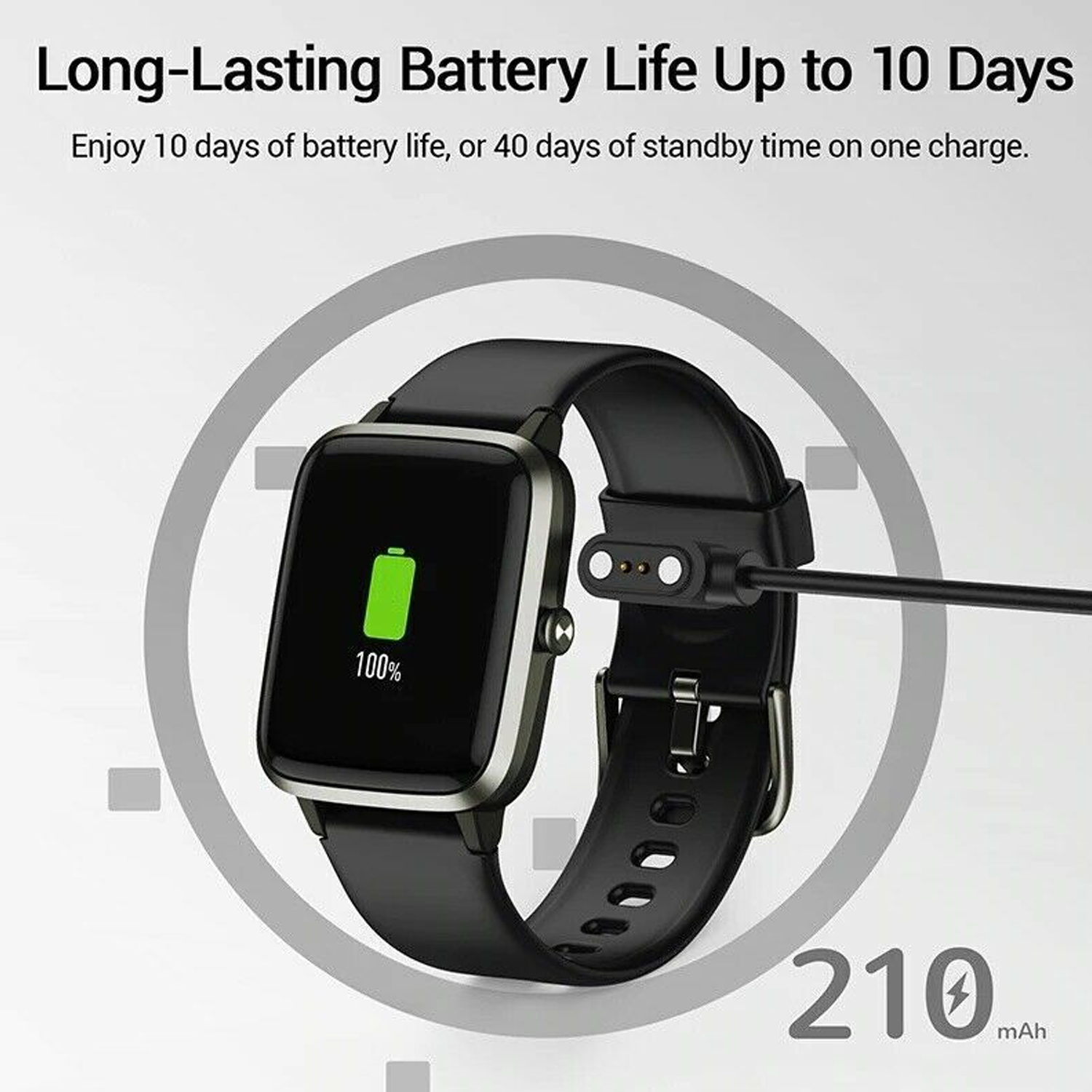 Fitnessverfolgung Smartwatch ID205L Silikon, schwarz für – Smartwatch Ihr Präzise FitnessPro BRIGHTAKE Leben! aktives