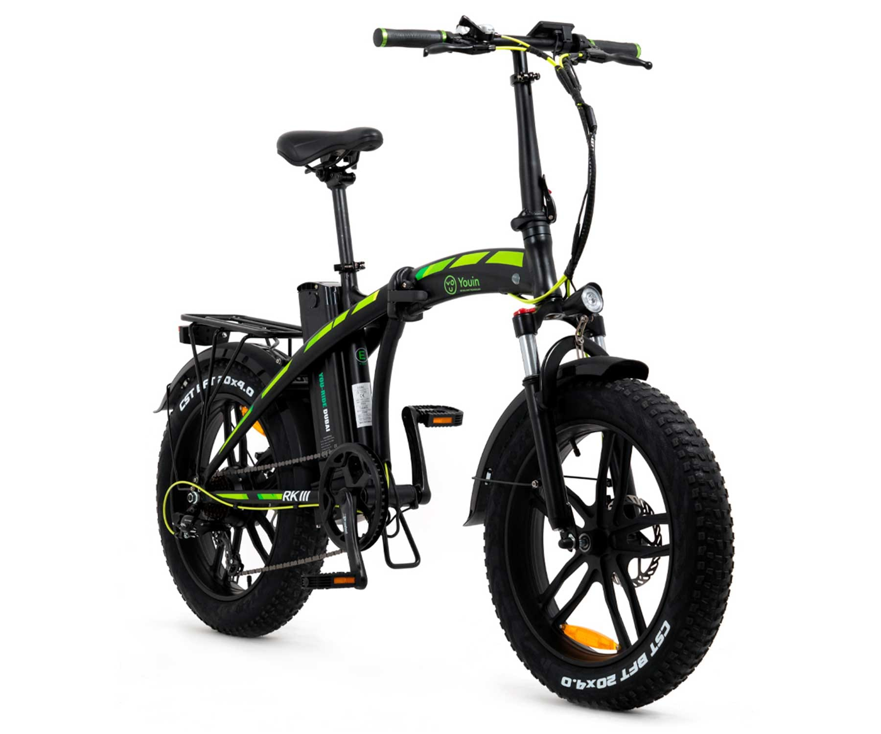 Youin Youride Dubai negro bicicleta 250w fat 20“ autonomía 45 km bk1600b 36v 10 ah 20 plegable ruedas de 20x4.0 hasta 7 20” 3545km.