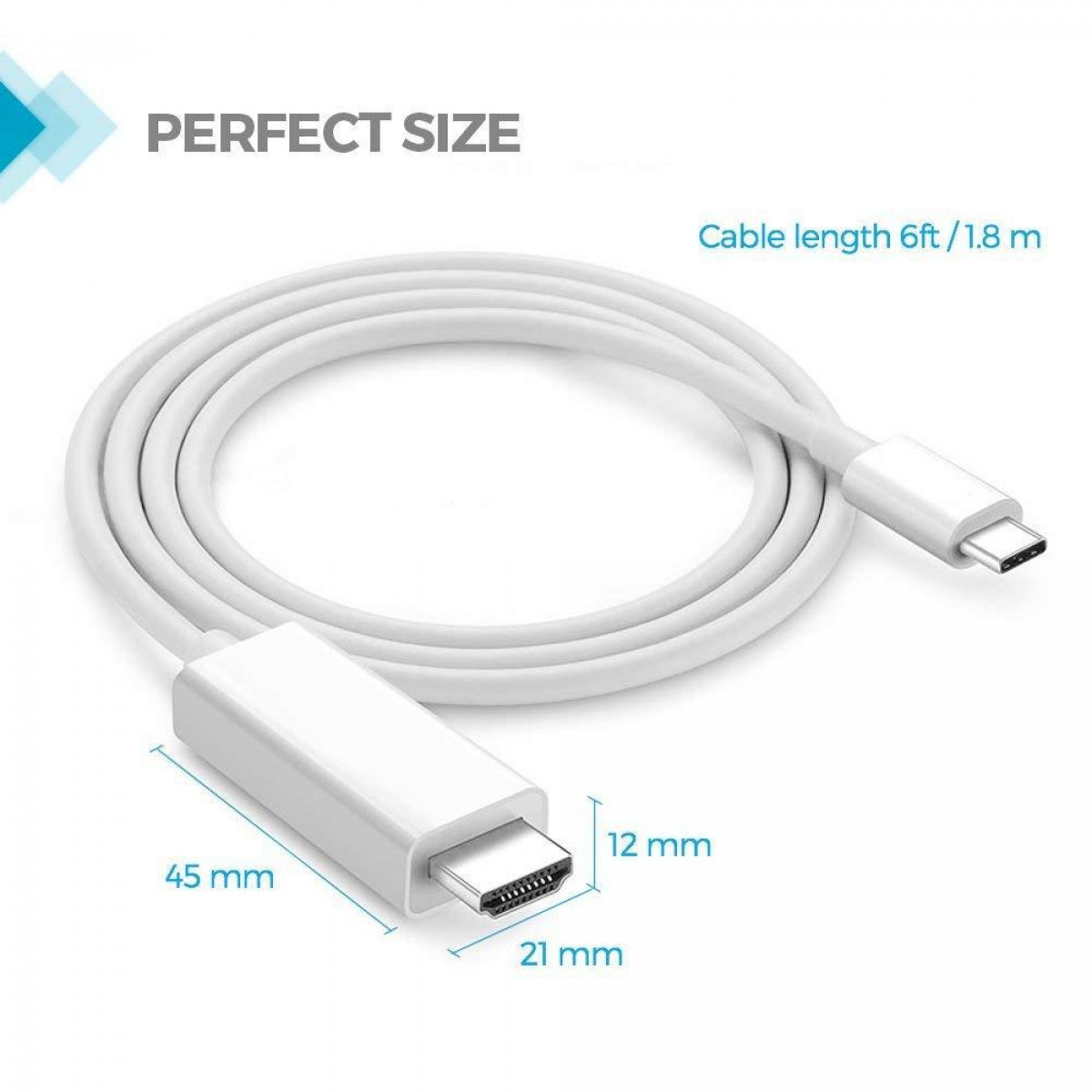 Cavo USB-C To VGA 1.8m - Adattatore Per Monitor 1080p 60Hz Per Laptop E PC