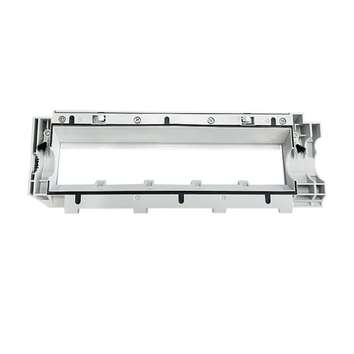 Biała plastikowa część odkurzacza z prostokątnym otworem.