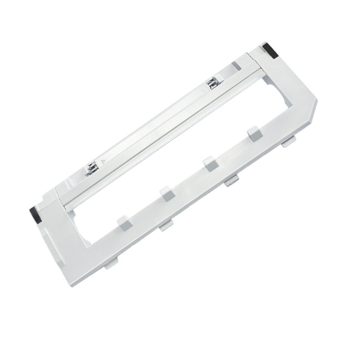 Biały, prostokątny element odkurzacza z centralnym otworem i punktami montażu.