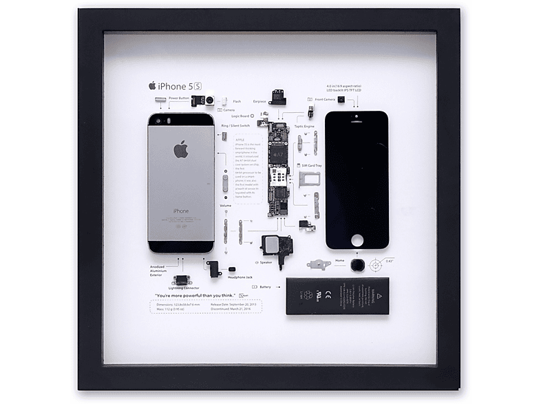 XREART Demontiertes iPhone 33 5s cm, Schwarz) x (33 im Bilderrahmen