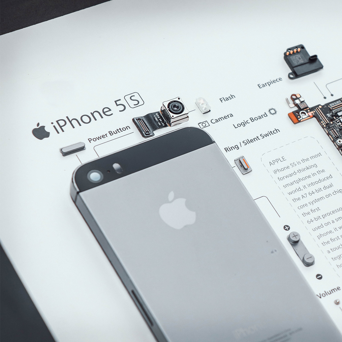 iPhone x (33 Schwarz) Demontiertes im Bilderrahmen 33 cm, XREART 5s