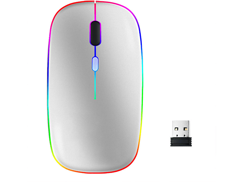 INF Kabellose Maus mit RGB-LED-Dual-Mode-Bluetooth/WLAN Maus, silber